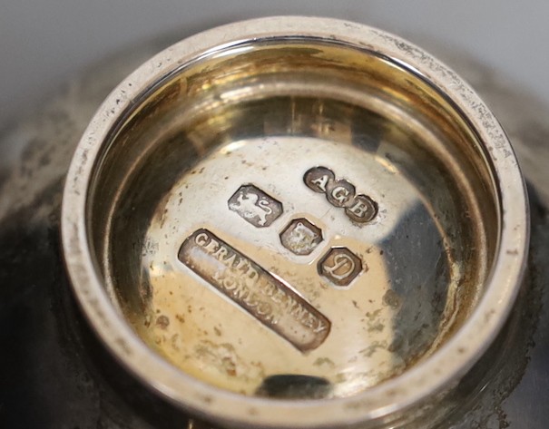 Gerald Benney. A silver cigarette dispenser, of circular bowl form, London, 1978, width 65mm, 116 grams.